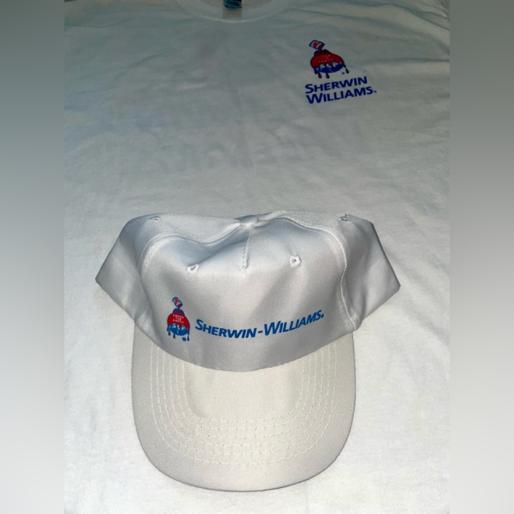 LOT OF 2 GILDAN DRY BLEND SHERWIN WILLIAMS SHORT SLEEVE LOGO 2XL TSHIRT & HAT